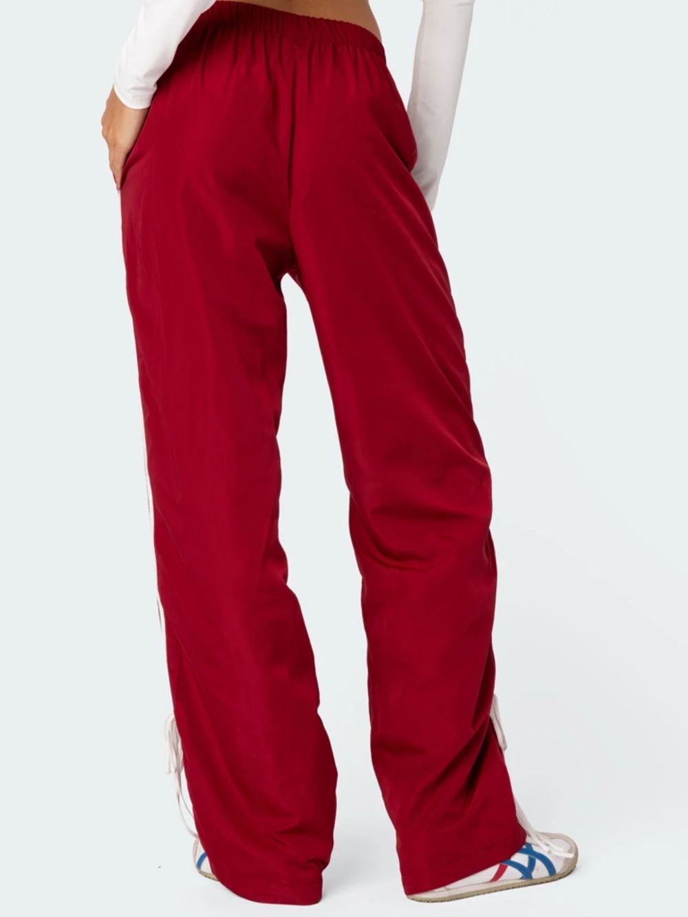 Wide-Leg Track Pants Ribbon Stripes - Red - Picture 5 of 5